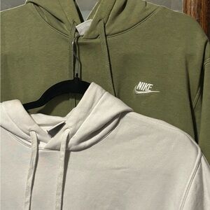 Nike Green and White Hooded Sweatshirts with Swoosh Logo